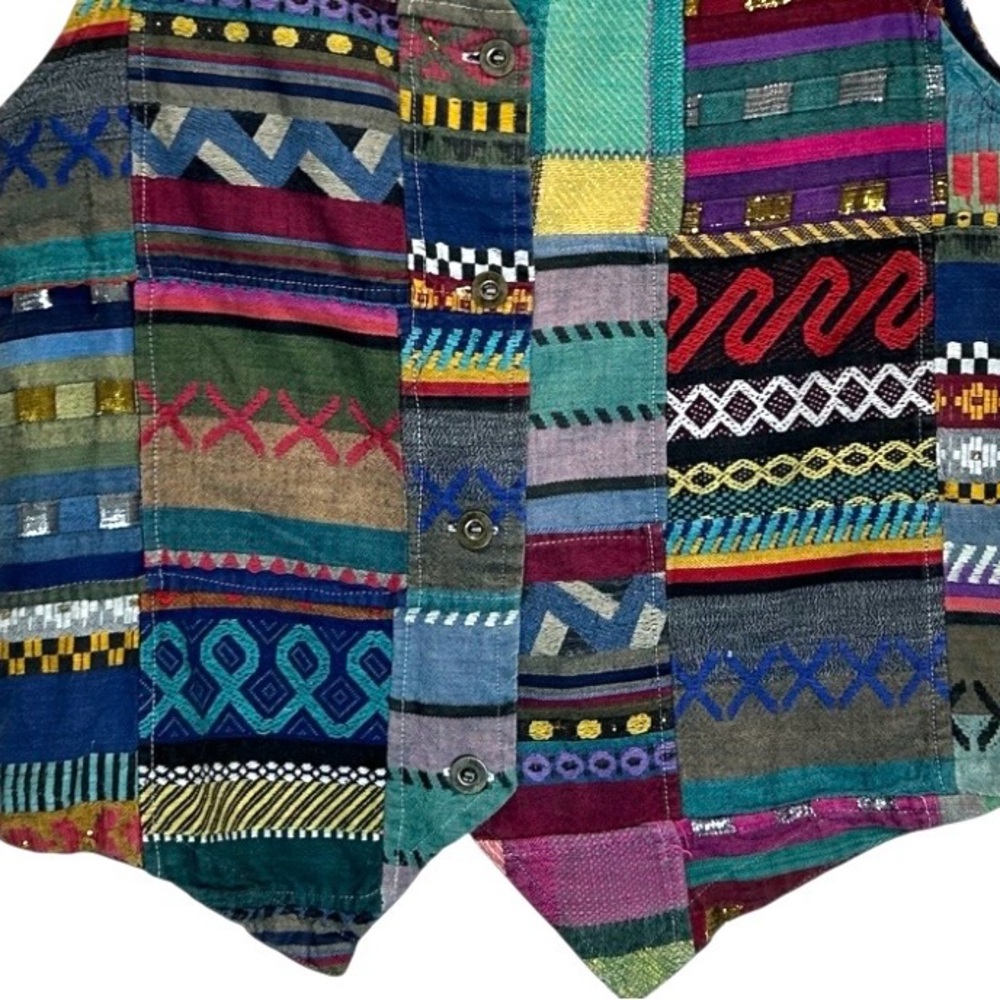 No Boundaries Multicolored Cotton Patchwork Vest,… - image 5